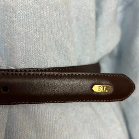 Vtg Ralph Lauren Belt Womens M Brown Leather Made In Argentina Skinny - Picture 9 of 11
